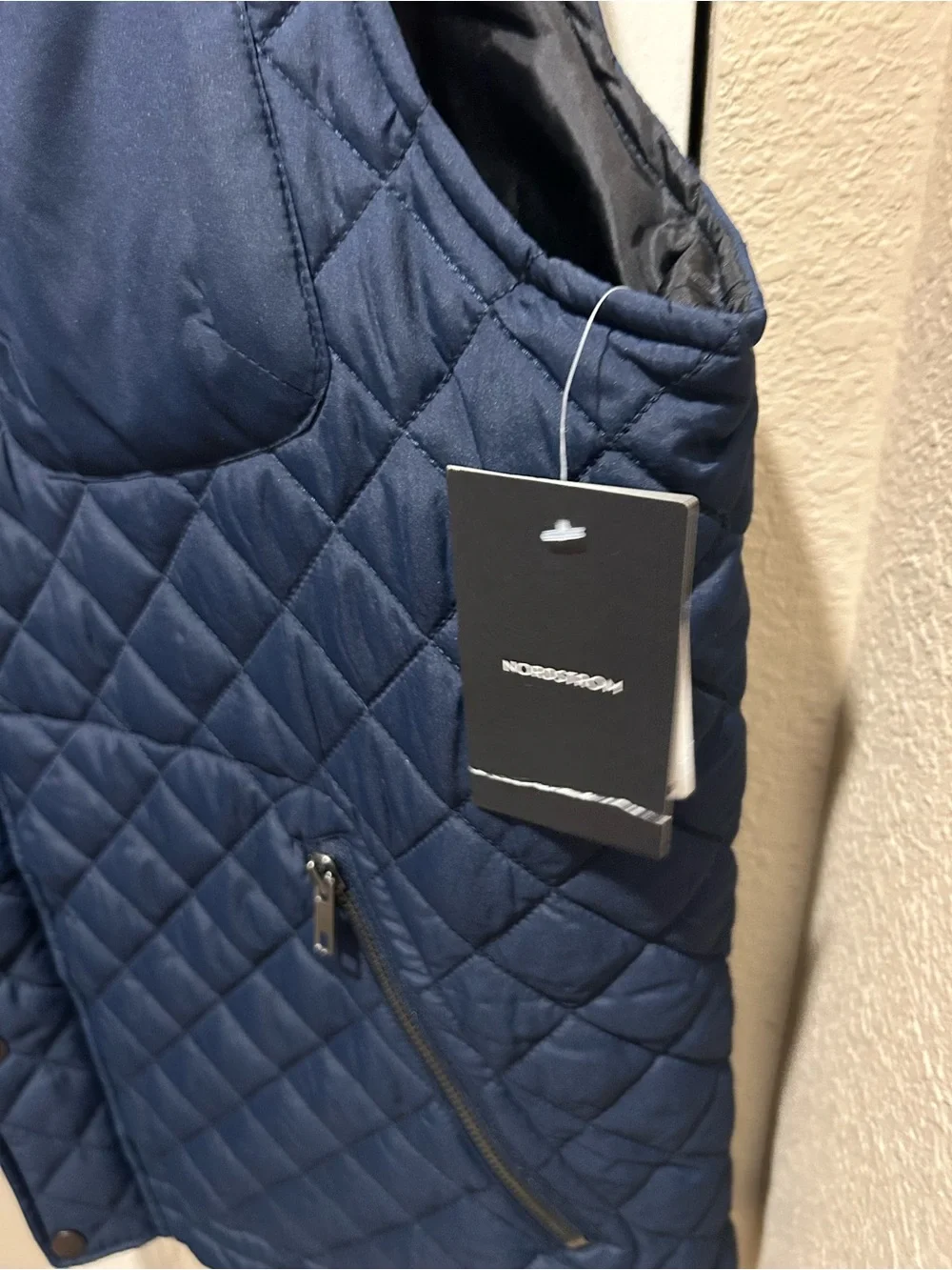 NWT Nordstrom Men’s Quilted Vest Navy Hooded , XL